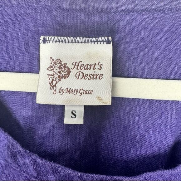 heart's desire by mary grace purple linen blouse size small - Picture 3 of 5